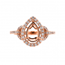 Pear Shape 9x6mm Ring Semi Mount in 14K Rose Gold with Accent Diamonds (RG2098)