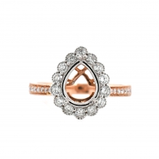 Pear Shape 9X7mm Ring Semi Mount in 14K Dual Tone (White/Rose Gold) With White Diamonds (RSHP066)