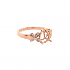 Pear Shape 9x7mm Ring Semi Mount in 14K Rose Gold with Accent Diamonds (RG1307)