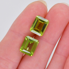 Peridot Emerald Cut 10x8mm Matching Pair 5 Carat*