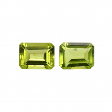 Peridot Emerald Cut 9x7mm Matching Pair Approximately 4 Carat