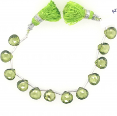 Peridot Hydro Drops Heart Shape 8mm Drilled Beads 12 Pieces