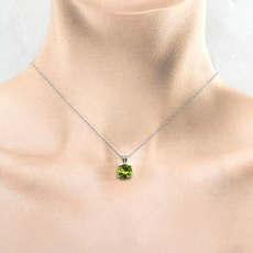 Peridot Round 2.0 Carat Pendant in 14k White Gold ( Chain Not Included )
