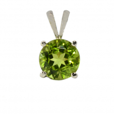 Peridot Round 2.0 Carat Pendant in 14k White Gold ( Chain Not Included )