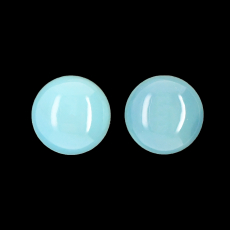 Peruvian Chalcedony Cab Round 14mm Matching Pair Approximately 17 Carat.