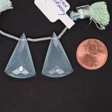 Peruvian Chalcedony Drops Conical Shape 27x18mm Drilled Bead Matching Pair