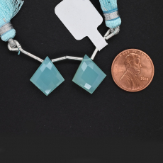 Peruvian Chalcedony Drops Shield Shape 17x15mm Drilled beads matching Pair