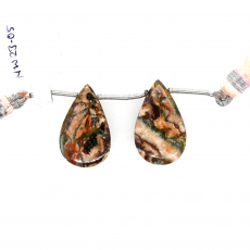 Picasso Jasper Drops Almond Shape 23x14mm Drilled Bead Matching Pair