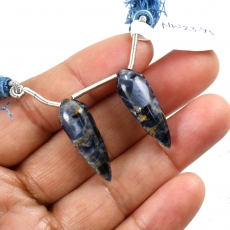 Pietersite Drops Briolette Shape 27x9mm Drilled Beads Matching Pair