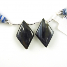 Pietersite Drops Diamond Shape 27x16mm Drilled Beads Matching Pair