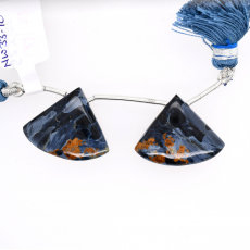 Pietersite Drops Fan Shape 20x25mm Drilled Beads Matching Pair