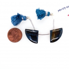 Pietersite Drops Fan Shape 23x17mm Drilled Beads Matching Pair