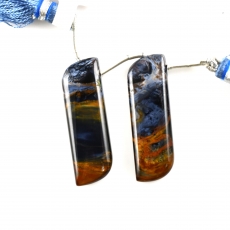 Pietersite Drops Fancy Shape 34x11mm Drilled Beads Matching Pair