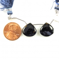 Pietersite Drops Heart Shape 13x13mm Drilled Beads Matching Pair
