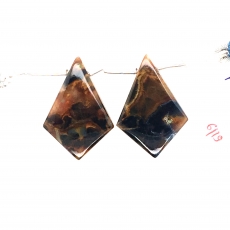 Pietersite Drops Shield Shape 28x19mm Drilled Beads Matching Pair