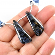 Pietersite Drops Wing Shape 32x12mm Drilled Beads Matching Pair