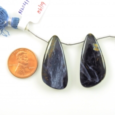 Pietersite Drops Wing Shape 33x16mm Drilled Beads Matching Pair