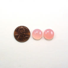 Pink Calcedony Cab Round 12mm Matching Pair Approximately 10 Carat.