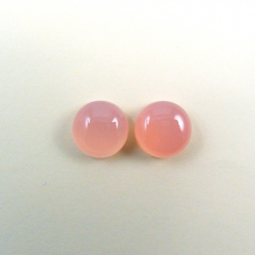 Pink Calcedony Cab Round 12mm Matching Pair Approximately 10 Carat.