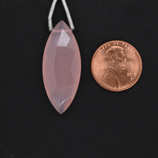 Pink Chalcedoney Drop Marquise Shape 34x14mm Drilled Bead Single Pendant Piece