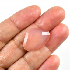 Pink Chalcedony Drop Fan Shape 23x17mm Drilled Bead Single Pendant Piece