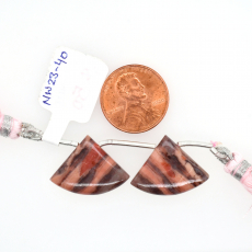 Pink Kona Dolomite Drop Fan Shape 17x22mm Drilled Bead Matching Pair