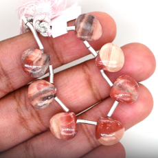 Pink Kona Dolomite Drop Heart Shape 10mm Drilled Beads Line of 7