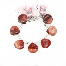 Pink Kona Dolomite Drop Heart Shape 10mm Drilled Beads Line of 7
