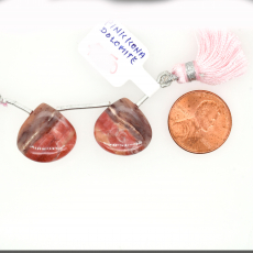 Pink Kona Dolomite Drop Heart Shape 17x17mm Drilled Bead Matching Pair