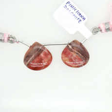Pink Kona Dolomite Drop Heart Shape 17x17mm Drilled Bead Matching Pair