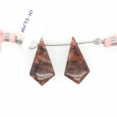 Pink Kona Dolomite Drops Shield Shape 30x17mm Drilled Beads Matching Pair