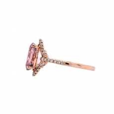 Pink Morganite Oval 2.48 Carat Ring With Diamond Accent in 14K Rose Gold