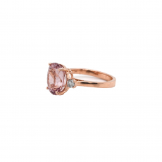 Pink Morganite Oval 3.39 Carat Ring with Accent Diamonds in 14K Rose Gold