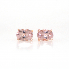 Pink Morganite Oval Shape 1.25 Carat Stud Earring In 14K Rose Gold