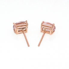 Pink Morganite Oval Shape 1.25 Carat Stud Earring In 14K Rose Gold