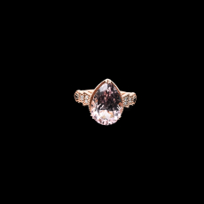 Pink Morganite Pear Shape 5.47 Carat Ring with Accent Diamonds in 14K Rose Gold