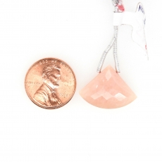 Pink Opal Drop Fan Shape 21x16mm Drilled Bead Single Pendant Piece