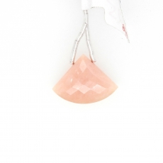 Pink Opal Drop Fan Shape 21x16mm Drilled Bead Single Pendant Piece