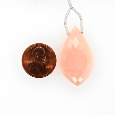 Pink Opal Drop Leaf Shape 33x18MM Drilled Bead Single Pendant Piece