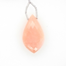 Pink Opal Drop Leaf Shape 33x18MM Drilled Bead Single Pendant Piece