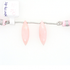 Pink Opal Drop Marquise Shape 25x8mm Drilled Beads Matching Pair