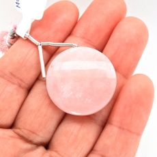 Pink Opal Drop Round 25mm Drilled Bead Pendant Single Piece
