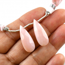 Pink Opal Drops Almond Shape 25x9mm Drilled Beads Matching Pair