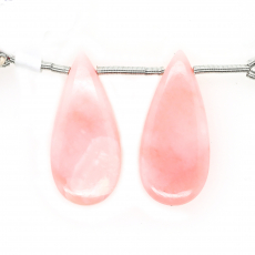 Pink Opal Drops Almond Shape 28x12mm Drilled Beads Matching Pair