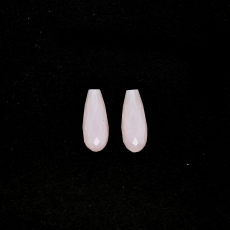 Pink Opal Drops Briolette Shape 12x5mm Half Drilled Beads Matching Pair