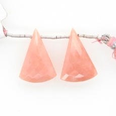 Pink Opal Drops Conical Shape 26x18mm Drilled Beads Matching Pair