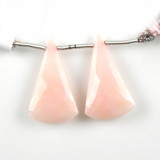 Pink Opal Drops Conical Shape 28x16mm Drilled Beads Matching Pair