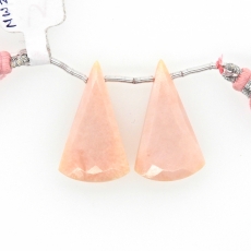 Pink Opal Drops Conical Shape 29x17mm Drilled Beads Matching Pair