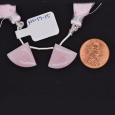 Pink Opal Drops Fan Shape 16x19mm Drilled Beads Matching Pair