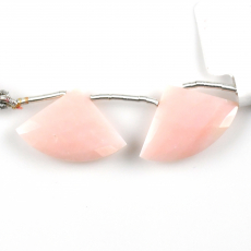Pink Opal Drops Fan Shape 25x17mm Drilled Beads Matching Pair